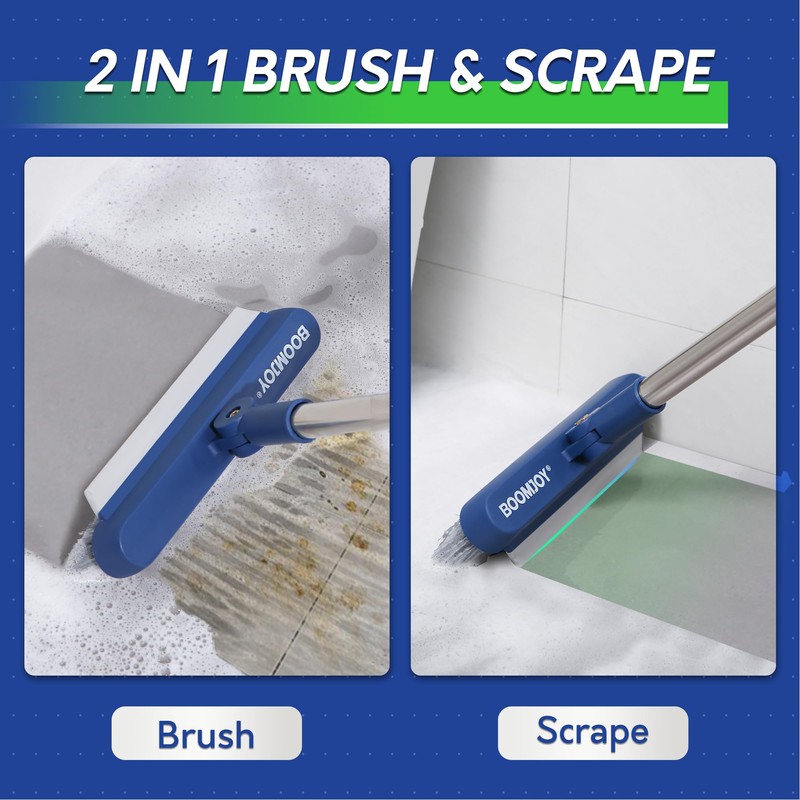 BOOMJOY Grout Brush with Long Handle, Grout Cleaner Brush for