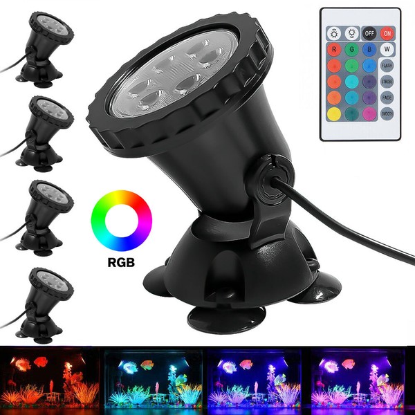 Set of 4 Submersible 36 LED RGB Pond Spot Light
