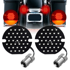 HONLEEX DC/AC 9-36V 3 1/4 inch Rear LED Turn Signals Flat Style 1156 Base Red Light Compatible for Harle y/S oftail/R oad King/Ultra Classic/Electra G lide/U ltra Limited. (1156 Red)