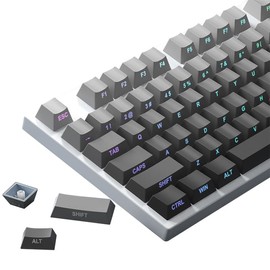 Rdxone PBT Keycaps-Side Printed,133 Keys Original Factory,Gradient Gray, Double Shot Shine Through for Cherry Gateron MX Switches Mechanical Keyboards