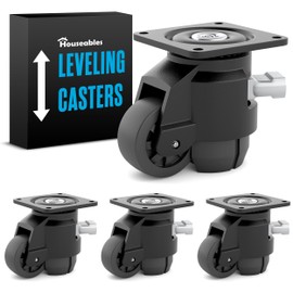 Houseables Leveling Casters, Retractable Casters, Retractable Wheels, Workbench Wheels, Height Adjustable, Heavy Duty, Lift, Lifting, with Leveling Feet, for Table, Machine, Furniture, 2200LB, 4PK Set