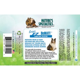 Nature's Specialties Detangling Dog Conditioner for Pets, Concentrate 12:1, Made in USA, Super EZ DeMatt, 32oz