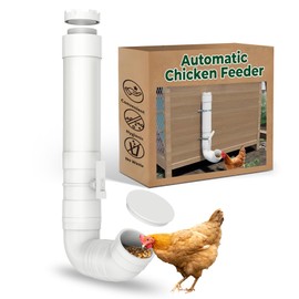 Forestchill Automatic Chicken Feeder with Adjustable Valves, Heavy Duty Plastic Pipe Chicken Coop Feeder of 7 Pounds Capacity, No Waste Hanging Chicken Feeders with 2 Lids