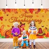 Happy Thanksgiving Photo Backdrop, Fall Maple Leaves Turkey Pumpkin Themed
