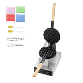 HappyBuy Commercial Bubble Waffle Maker - 1400W, Non-Stick Stainless Steel, 180° Rotatable, Temp & Time Control, for Restaurant, Bakery, Snack Bar