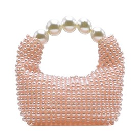 Miuco Pearl Clutch Handbag Women's Glittering Dinner Purse Party Wedding Prom Evening Bags Pink