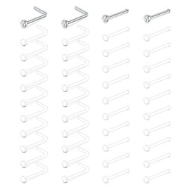 VCMART Clear Nose Studs for Work Clear Nose Rings for Work Clear Nose Piercing Retainer Plastic Nose Rings for Surgery Invisible Nose Ring Retainer Clear Nose Ring Spacers 18g Nose Retainer