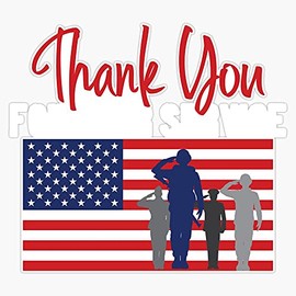 HOF Trading Thank You for Your Service Patriotic Veteran Vinyl Sticker Waterproof Decal Laptop Wall Window Bumper Sticker 5 inch (HOF-VETERAN-STICKERS-817)