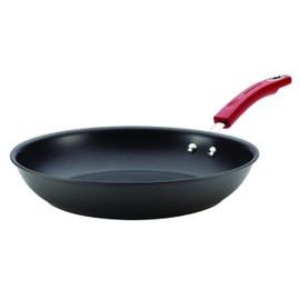 Rachael Ray Brights Hard Anodized Nonstick Frying Pan / Fry Pan / Hard Anodized Skillet - 12.5 Inch, Gray with Red Handles
