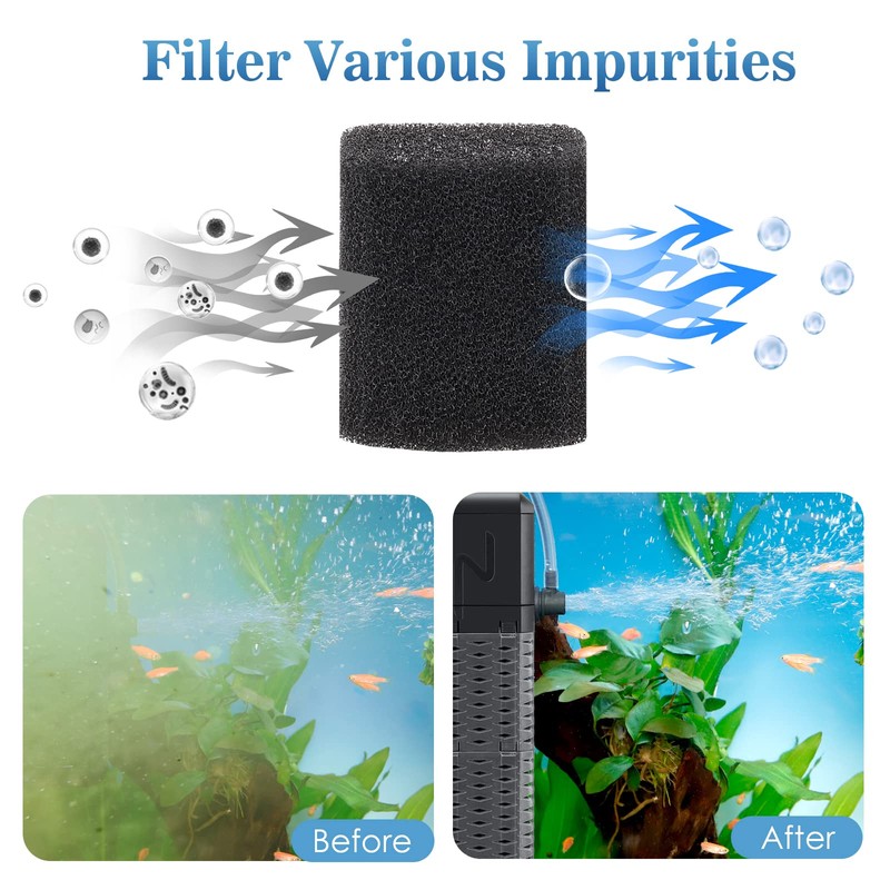AQQA Aquarium Filter, Submersible Power Fish Tank Filter with Rainwater