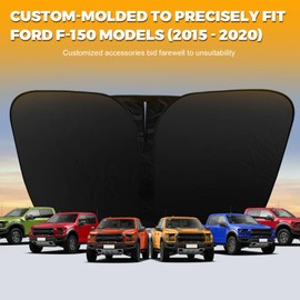 Windshield Sun Shade for 2015-2020 Ford F150 F-150 Truck Accessories Window Shades Sunshade Lariat,King Ranch,Platinum,XL XLT Limited Raptor Car Accessory Interior Sunvisor Blocks UV with Storage Bag