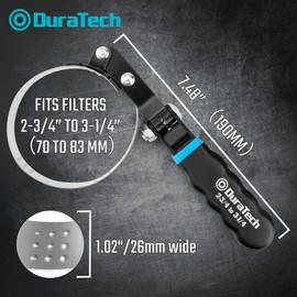 DURATECH Small Swivel Oil Filter Wrench，5 Gear Adjustment Oil Filter Removal Tool Fits Filters 2-3/4" to 3-1/4", Ideal for Car Repair Tools