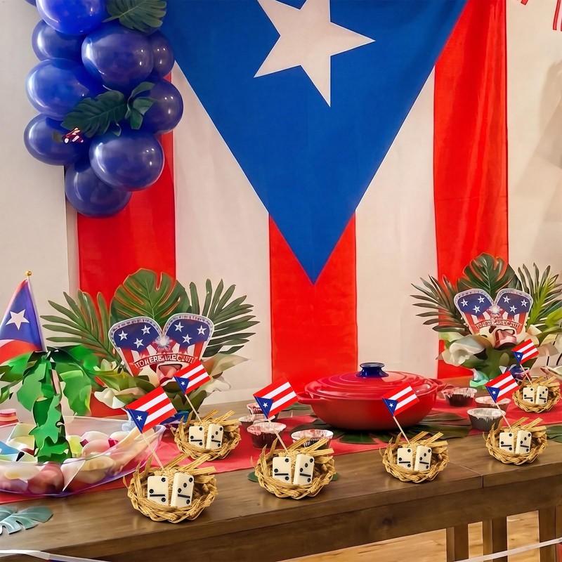 52 Pcs Puerto Rico Party Decorations for Patriotic Festival Table