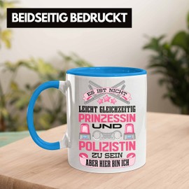 Trendation - Polizistin Geschenk Tasse mit Spruch Geschenke Polizei Frauen Lustig Blaulichtmilieu (Blau)