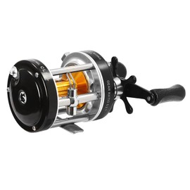 Round Baitcasting Reel #50 Black Left Conventional Reel for Catfish 5.2:1 Gear Ratio Beach Casting High Stability Reel Baitcasting Fishing Reel, Fishing Assistant Reel for Inshore and Deep Sea Fishin