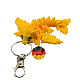 KEYSPACE Dragon Keyring 3D Printed Dragon Moving Pendant Dragon, Yellow-gold, Unit size