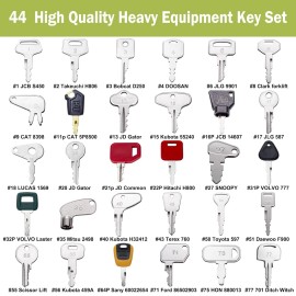 MOUNTPARTS 44 Heavy Equipment Keys Set Cat JD New Holland Case Ford Hyster JCB Kubota Volvo