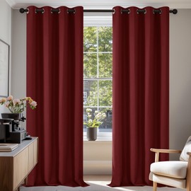 Deconovo Deconovo Opaque Blackout Eyelet Curtains for the Living Room, 290 x 140 cm, Red, Set of 2