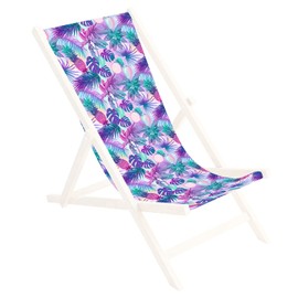 Ferocity Replacement Fabric Cover 131 x 44 cm Interchangeable Deck Chair Fabric Cover 100% Polyester for Wooden Deck Chair Folding Deck Chair Summer Paradise Palm Trees Magenta Turquoise [119]