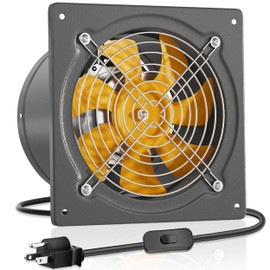 HG Power 6 Inch Exhaust Fan 308 CFM Kitchen Exhaust Fan Wall Mount with Backdraft Damper, Metal Plug In, Extractor Exhaust Ventilation Fan for Attic, Ceiling, Shop, Greenhouse