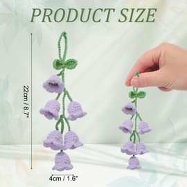 sourcing map Crochet Car Hanging Accessory, Handmade Ornament with 6 Cute Little Tulip Flowers for Car Decor Bag Keychain, Purple