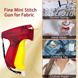 Fine Mini Stitch Gun Kit - Tagging Gun for Cloths,Sewing, Quilting and Edge Finishing Stitch Gun. Quick Clothing Fixe Fastening Tool with 2 Needle 1500 Black &1500 White Fasteners