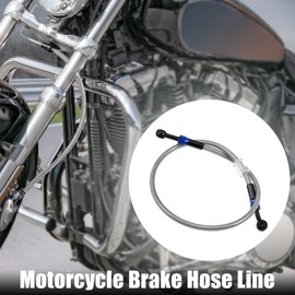 X AUTOHAUX Brake Hose AN3 28 90 Degree M10 Motorcycle Hydraulic Brake Line Oil Hose Pipe Fitting for ATV Motorcycle Motocross Racing Bike 70cm Silver Tone 1Set