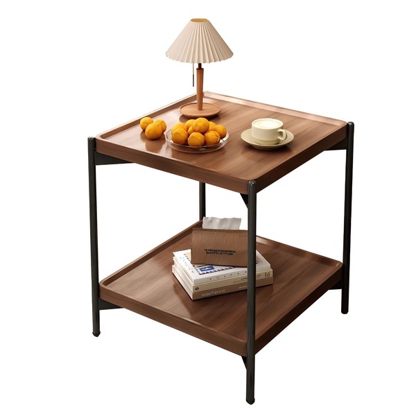 WBNVYLK Solid Wood Nightstand with 2-Tier Storage Shelf - Versatile