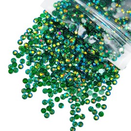 qiipii 4700PCS 3mm Transparent Emerald Green AB Resin Rhinestones Bulk Clear Dark Green Flatback Jelly Resin Stones SS10 Non-Hotfix Diamonds Gems for Nails Face Eyes Makeup Body Tumblers Crafts Shoes