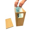 Bamboo Slim Trash Can with Lid, Waste Basket for Bathroom,