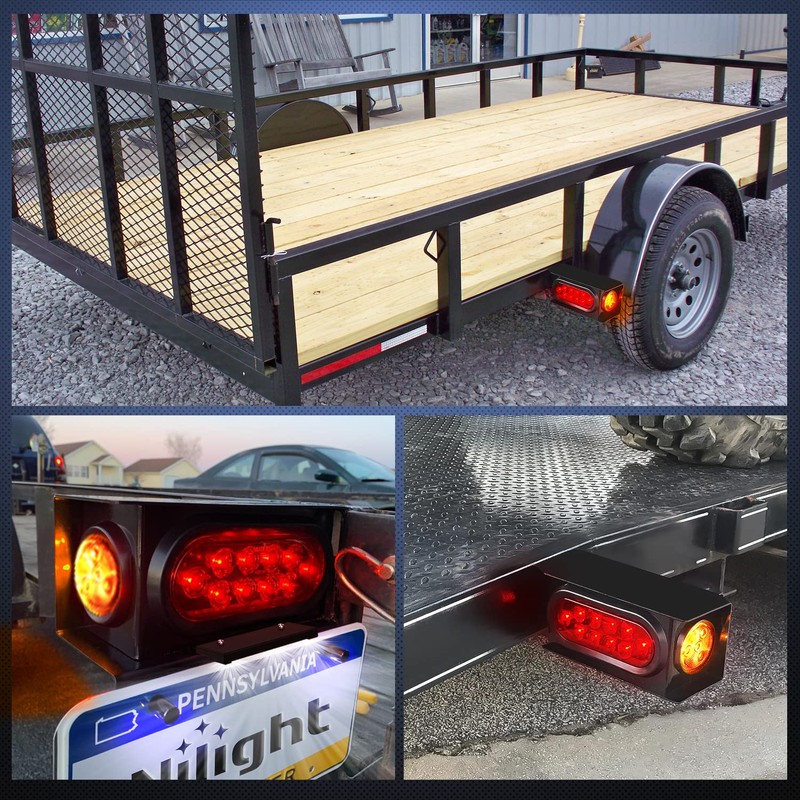 Nilight 2PCS Steel Trailer Light Boxes Housing Kit w/ 6Inch