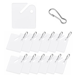 100Pcs Key Tags, White Plastic Key Tags with Metal Snap Hooks 1.5 Inch Square Hanging Tags for Slotted Key Cabinet Boxes Lockers Home Offices Frosted Item Identifier