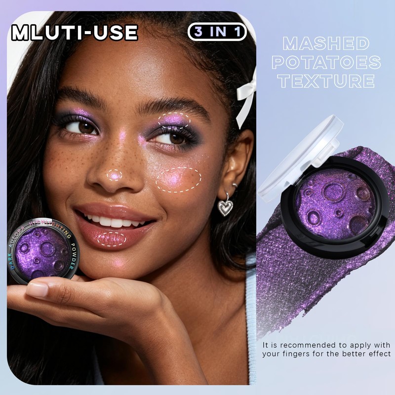 Dark Purple Glitter Eyeshadow Palette, Smoky Shimmer Metallic Single Eyeshadow,