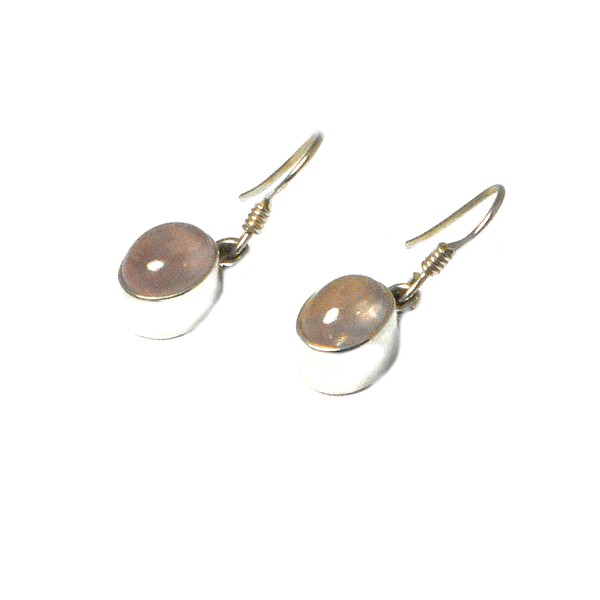 Oval ROSE QUARTZ Sterling Silver 925 Gemstone Earrings - (RQE2212161)