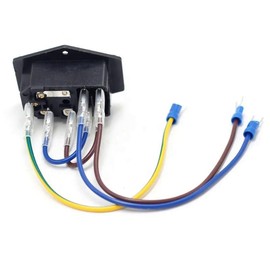 IEC Built-in Socket C14 with Red Switch 4-Pin Switch, 6 A/250 V, Fuse and Connection Cables, 3-Pin 220-250 V/10 A Audio IEC Socket Installation Coupling Plug Socket