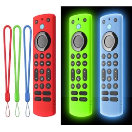 [3 Pack] Climberer Fire TV Pro Voice Remote Pro Cover - Shockproof Silicone Protective Case for Improved Grip and Durability (Fluorescent Green + Fluorescent Blue + red)