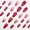 24Pcs Fall Press on Nails Short Almond Fake Nails Red