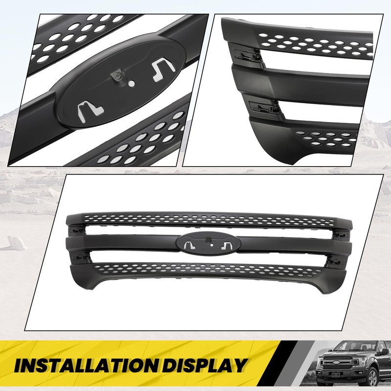 KUAFU Front Grille Inserts Compatible with 2011-2015 Ford Explorer Bumper