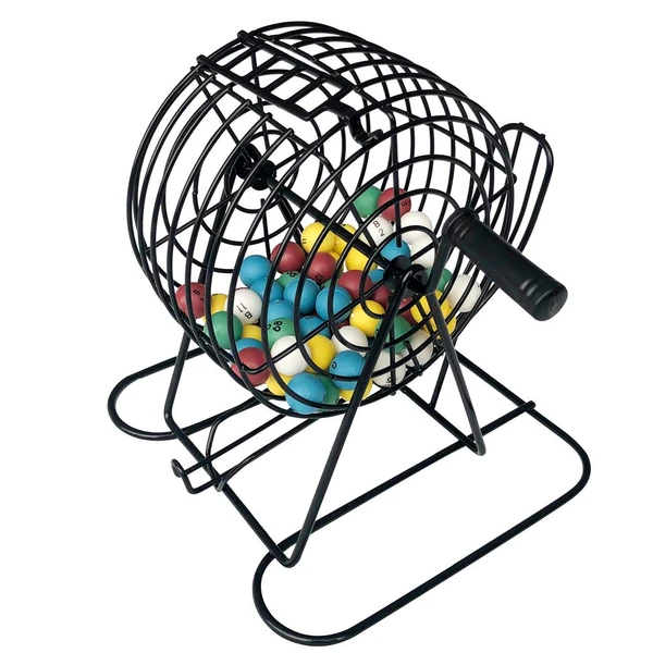 Yuanhe Deluxe Bingo Game Set-Metal Cage with Calling Board, 50