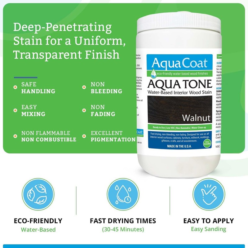 Aqua Coat Aqua Tone Water-Based Wood Stain (Quart, Walnut)