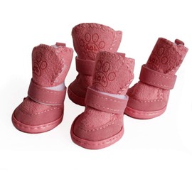 GLE20106 Dog Boots, Anti-Slip Dog Shoes,Detachable Closure Puppy Dog Shoes Boots Pet Antiskid Shoes Winter Warm Skidproof Sneakers, for Small Dog (M, Pink)
