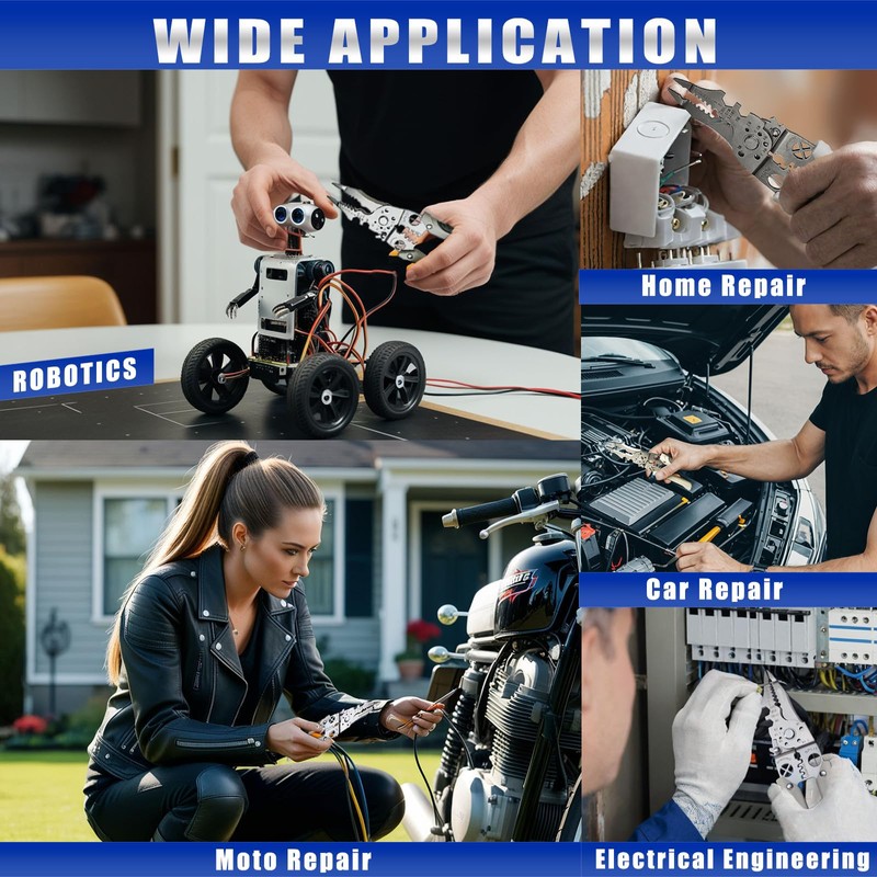 Wire Stripper Tool, Multi-function, 9-in-1 Wire Cutter Wire Crimper, Adjustable