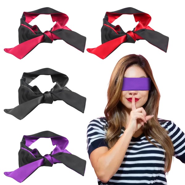 Silk Sleep Mask for Couples, Blindfold for Adults, 4 Pack