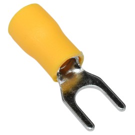 25PCS 12-10 AWG #10 M5 Insulated Fork Crimp Connector 48A 600V CE for Electrical Terminals (25, #10)