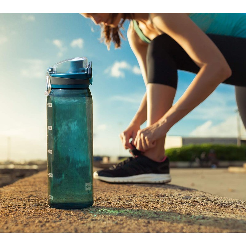 Teentumn Time Marker Water Bottle Gym, 30oz Large Durable Transparent