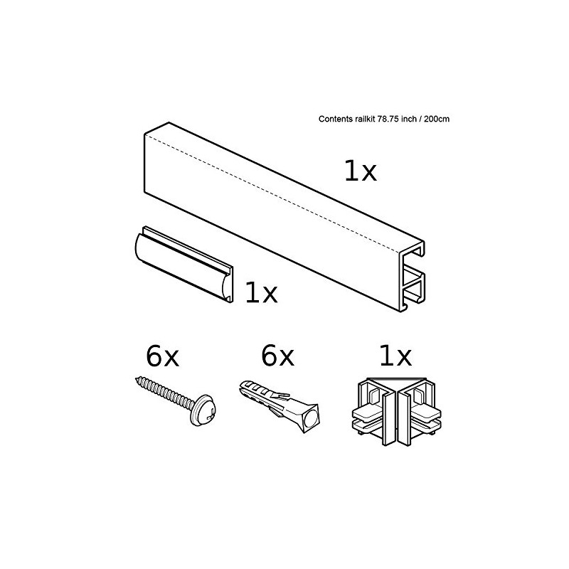 STAS Picture Hanging System: STAS minirail White 200cm 78.75 inch