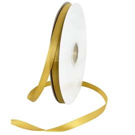 TONIFUL Satin Ribbon Dark Gold 10 mm, 91 Metres Decoration Gift Ribbon Fine Ribbon Fabric Ribbon for Wedding, Christening and Birthday Gifts Valentine's Day Packaging Gifts