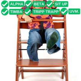 Crotch Strap with Belt Protector Set for High Chair, Pack of 2, in Black, Strap Compatible with Hauck Alpha Beta, Stokke Tripp Trapp, Roba and More, Children's High Chair Strap, Front Bar Table,