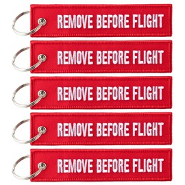 REMOVE BEFORE FLIGHT Keyring, Red / Pack of 5