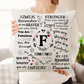 HKTNGEX Inspirational Throw Pillow Cover Gift,26 Letter Initial Alphabet A-Z Cushion Cover Pillowcase For Daughter Son Sisters Friends Colleague Birthday Christmas Graduation Reminder Home Decor (F)